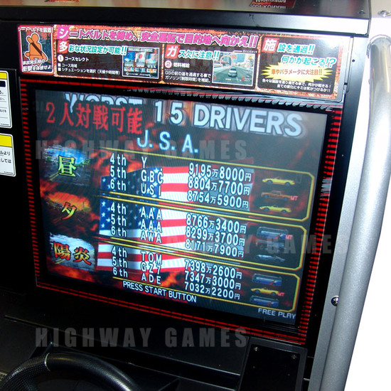 Thrill Drive 3 Arcade Machine - Right Screen